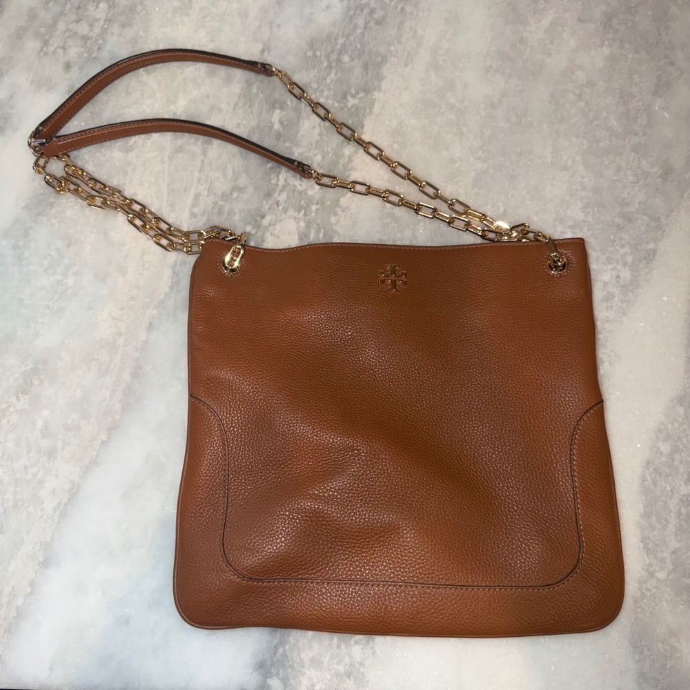 Tory Burch Marsden Swingpack Nut Brown Leather Crossbody Shoulder Bag